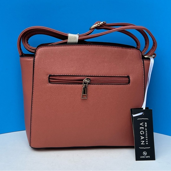 Terracotta color Vegan Leather Crossbody Bag Purse - Picture 2 of 7